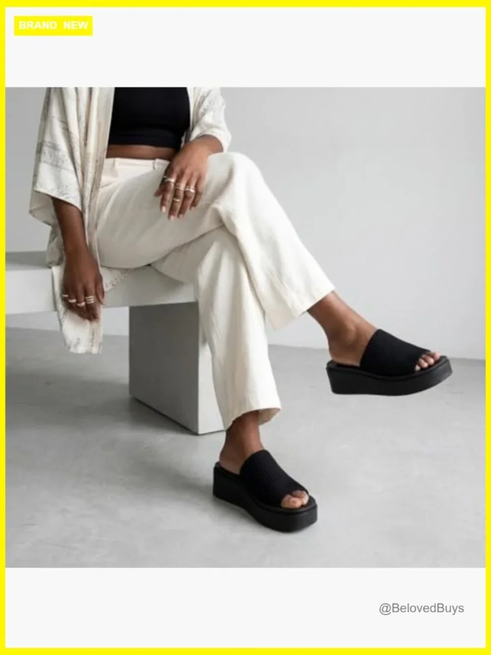 Platform Sandals with Memory Foam Knit Upper Chunky Wedge Heel Summer Shoes